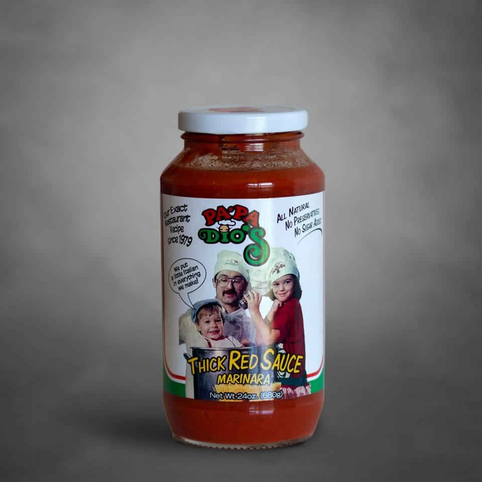 Papa Dio’s Thick Red Sauce marinara jar.