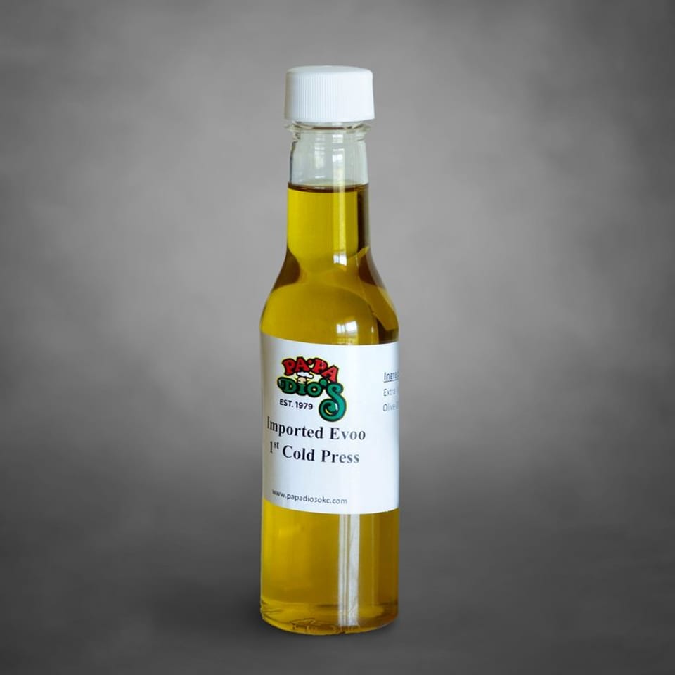 Papa Dio’s imported extra virgin olive oil.