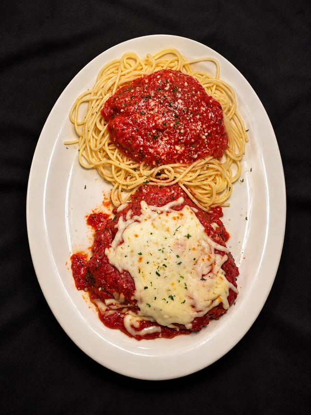 Light Chicken Parmesan with Spaghettini.