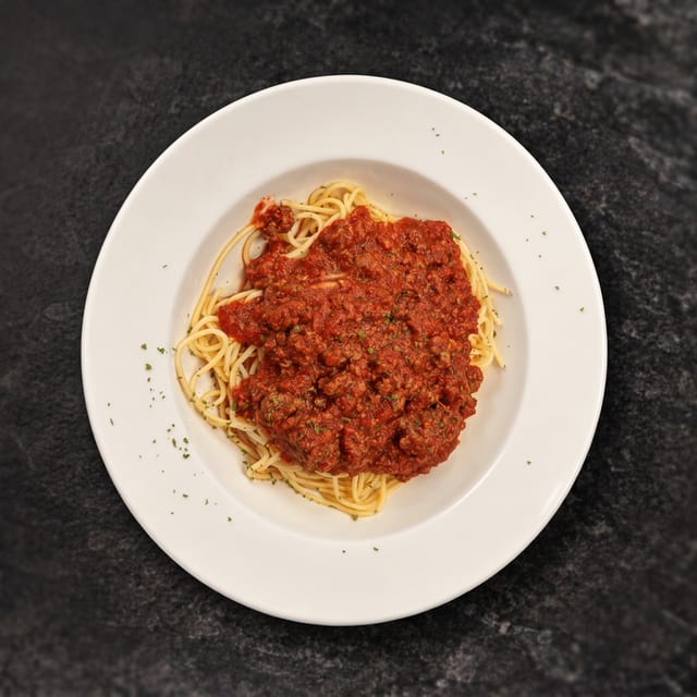 Light Spaghettini Bolognese.