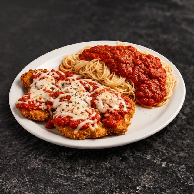 Light Chicken Parmesan with Spaghettini.