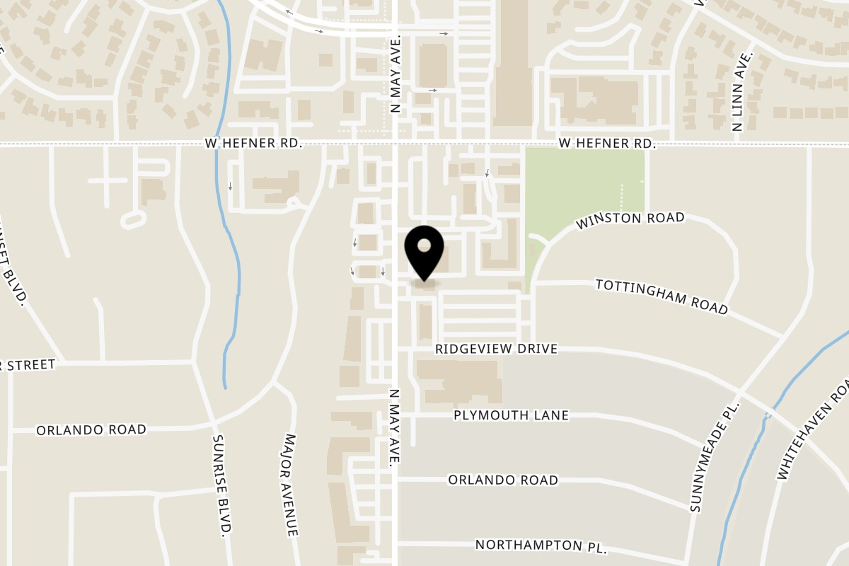 Map showing the location of Papa Dio's Italian Restaurant & Wine Bar on 10712 N May Ave in Oklahoma City